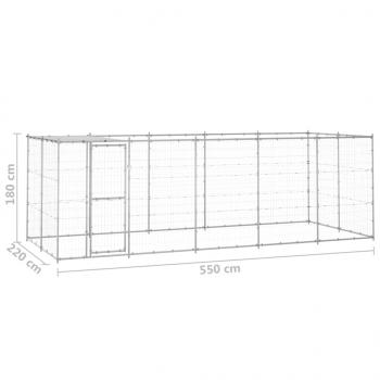 Outdoor-Hundezwinger mit Überdachung Verzinkter Stahl 12,1 m²