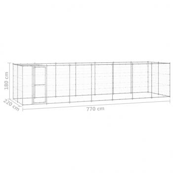 Outdoor-Hundezwinger mit Überdachung Verzinkter Stahl 16,94 m²