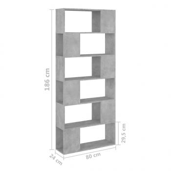 Bücherregal Raumteiler Betongrau 80x24x186 cm Holzwerkstoff