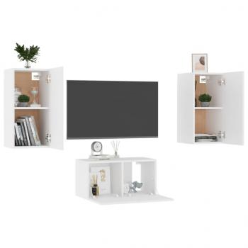 3-tlg. TV-Schrank-Set Weiß Holzwerkstoff