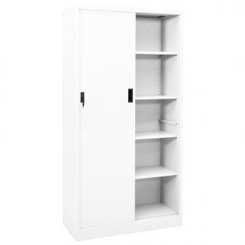 Büroschrank mit Schiebetür Weiß 90x40x180 cm Stahl 