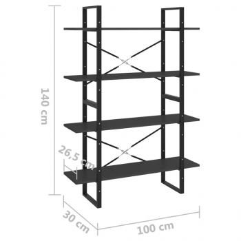 Bücherregal 4 Fächer Grau 100x30x140 cm Holzwerkstoff