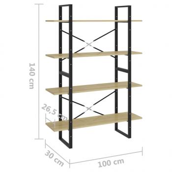 Bücherregal 4 Fächer Sonoma-Eiche 100x30x140 cm Holzwerkstoff