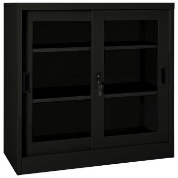 ARDEBO.de - Schrank mit Schiebetür Schwarz 90x40x90 cm Stahl