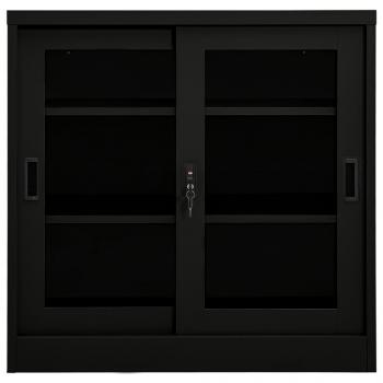 Schrank mit Schiebetür Schwarz 90x40x90 cm Stahl