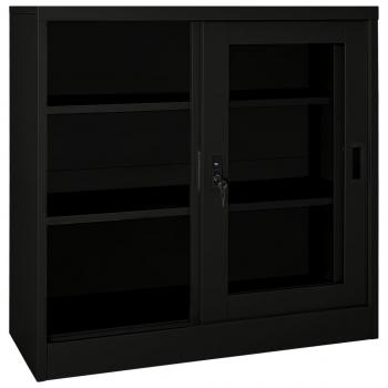 Schrank mit Schiebetür Schwarz 90x40x90 cm Stahl