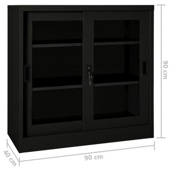 Schrank mit Schiebetür Schwarz 90x40x90 cm Stahl