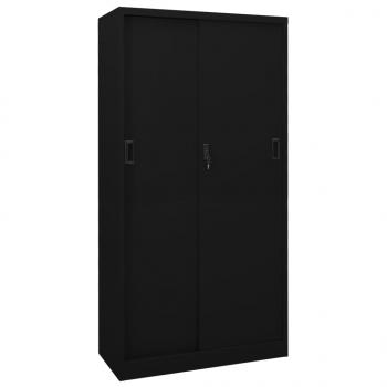 ARDEBO.de - Büroschrank mit Schiebetür Schwarz 90x40x180 cm Stahl 