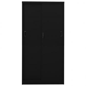 Büroschrank mit Schiebetür Schwarz 90x40x180 cm Stahl 