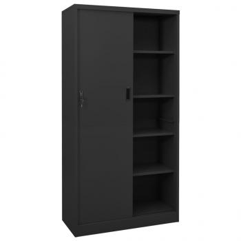 Büroschrank mit Schiebetür Anthrazit 90x40x180 cm Stahl 