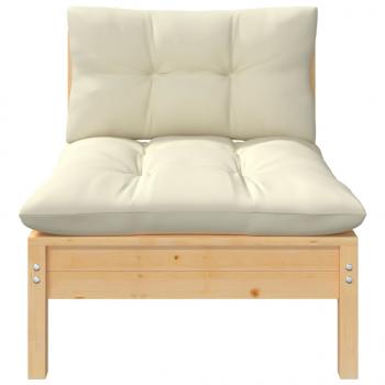 Gartensofa 2-Sitzer mit Kissen in Creme Massivholz Kiefer