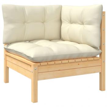 Gartensofa 2-Sitzer mit Kissen in Creme Massivholz Kiefer