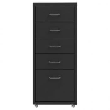 Aktenschrank mit Rollen Schwarz 28x41x69 cm Metall