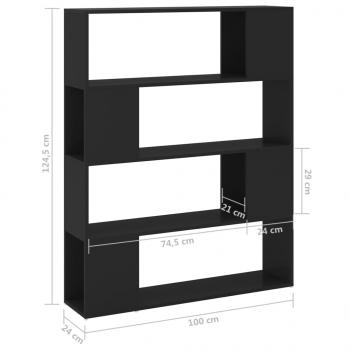 Bücherregal Raumteiler Schwarz 100x24x124 cm