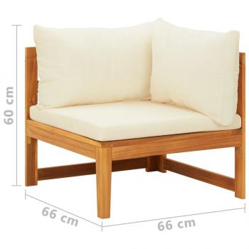 Ecksofa mit Cremeweißen Kissen Massivholz Akazie