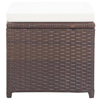 Gartenhocker 4 Stk. mit Kissen Poly Rattan Braun