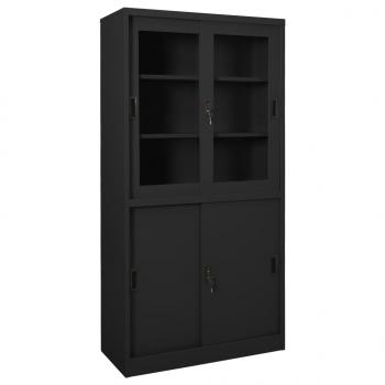 ARDEBO.de - Büroschrank mit Schiebetür Anthrazit 90x40x180 cm Stahl 