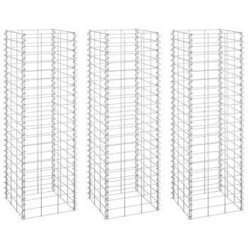 Gabionen-Hochbeete 3 Stk. 30x30x100 cm Eisen