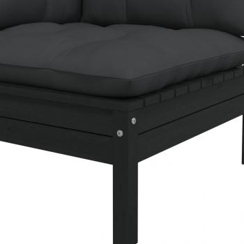 2-Sitzer-Gartensofa mit Kissen Schwarz Massivholz Kiefer 