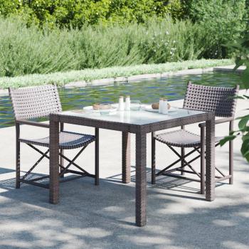 ARDEBO.de - Gartentisch 90x90x75 cm Gehärtetes Glas Poly Rattan Braun   