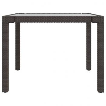 Gartentisch 90x90x75 cm Gehärtetes Glas Poly Rattan Braun   