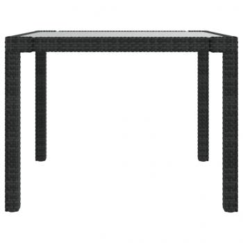 Gartentisch 90x90x75 cm Gehärtetes Glas Poly Rattan Schwarz 