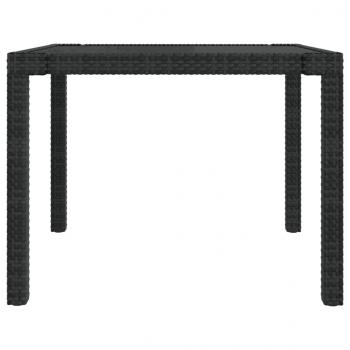 Gartentisch 90x90x75 cm Gehärtetes Glas Poly Rattan Schwarz 