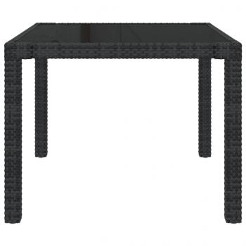 Gartentisch 90x90x75 cm Gehärtetes Glas Poly Rattan Schwarz 