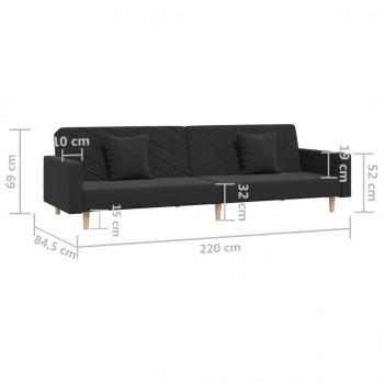 Schlafsofa 2-Sitzer mit 2 Kissen Schwarz Samt  