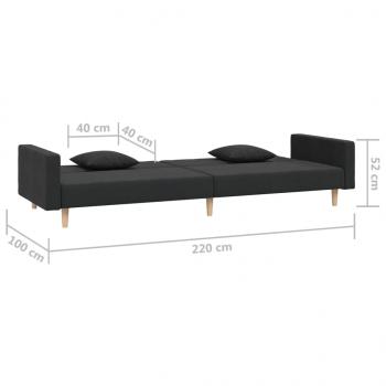 Schlafsofa 2-Sitzer mit 2 Kissen Schwarz Samt  