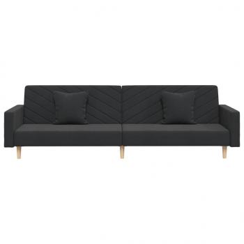 Schlafsofa 2-Sitzer mit 2 Kissen Schwarz Samt  