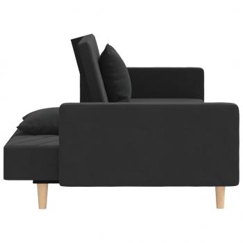 Schlafsofa 2-Sitzer mit 2 Kissen Schwarz Samt  