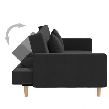 Schlafsofa 2-Sitzer mit 2 Kissen Schwarz Samt  