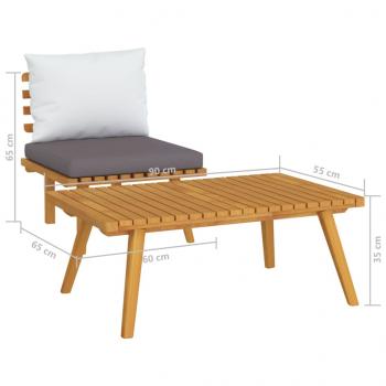 2-tlg. Garten-Lounge-Set mit Kissen Massivholz Akazie