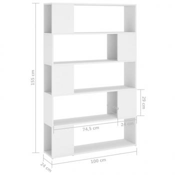 Bücherregal Raumteiler Weiß 100x24x155 cm Holzwerkstoff