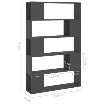 Bücherregal Raumteiler Grau 100x24x155 cm Holzwerkstoff