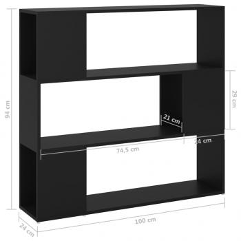 Bücherregal Raumteiler Schwarz 100x24x94 cm