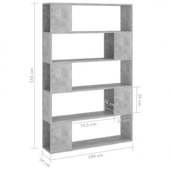 Bücherregal Raumteiler Betongrau 100x24x155 cm Holzwerkstoff