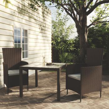 ARDEBO.de - 3-tlg. Garten-Essgruppe Poly Rattan Braun