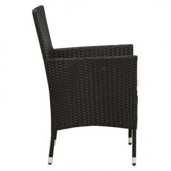 5-tlg. Garten-Essgruppe mit Kissen Poly Rattan Schwarz