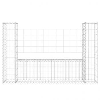 Gabionenkorb U-Form mit 2 Säulen Eisen 140x20x100 cm