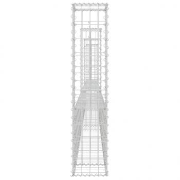 Gabionenkorb U-Form mit 4 Säulen Eisen 380x20x100 cm