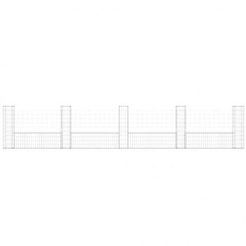 Gabionenkorb U-Form mit 5 Säulen Eisen 500x20x100 cm