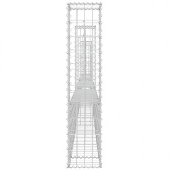 Gabionenkorb U-Form mit 5 Säulen Eisen 500x20x100 cm