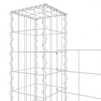 Gabionenkorb U-Form mit 3 Säulen Eisen 260x20x150 cm