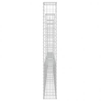 Gabionenkorb U-Form mit 4 Säulen Eisen 380x20x150 cm