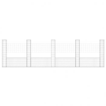 Gabionenkorb U-Form mit 5 Säulen Eisen 500x20x150 cm