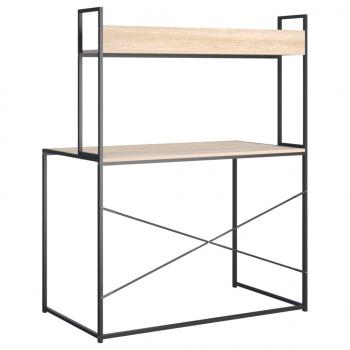 Computertisch Schwarz Eiche-Optik 110x60x138cm Holzwerkstoff