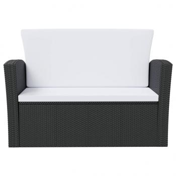 8-tlg. Garten-Lounge-Set mit Kissen Poly Rattan Schwarz