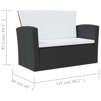 8-tlg. Garten-Lounge-Set mit Kissen Poly Rattan Schwarz